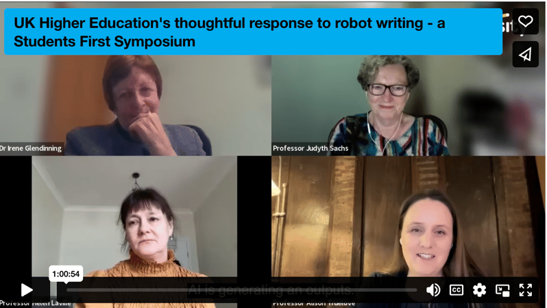 UK Higher Education's thoughtful response to robot writing - a panel discussion transcript