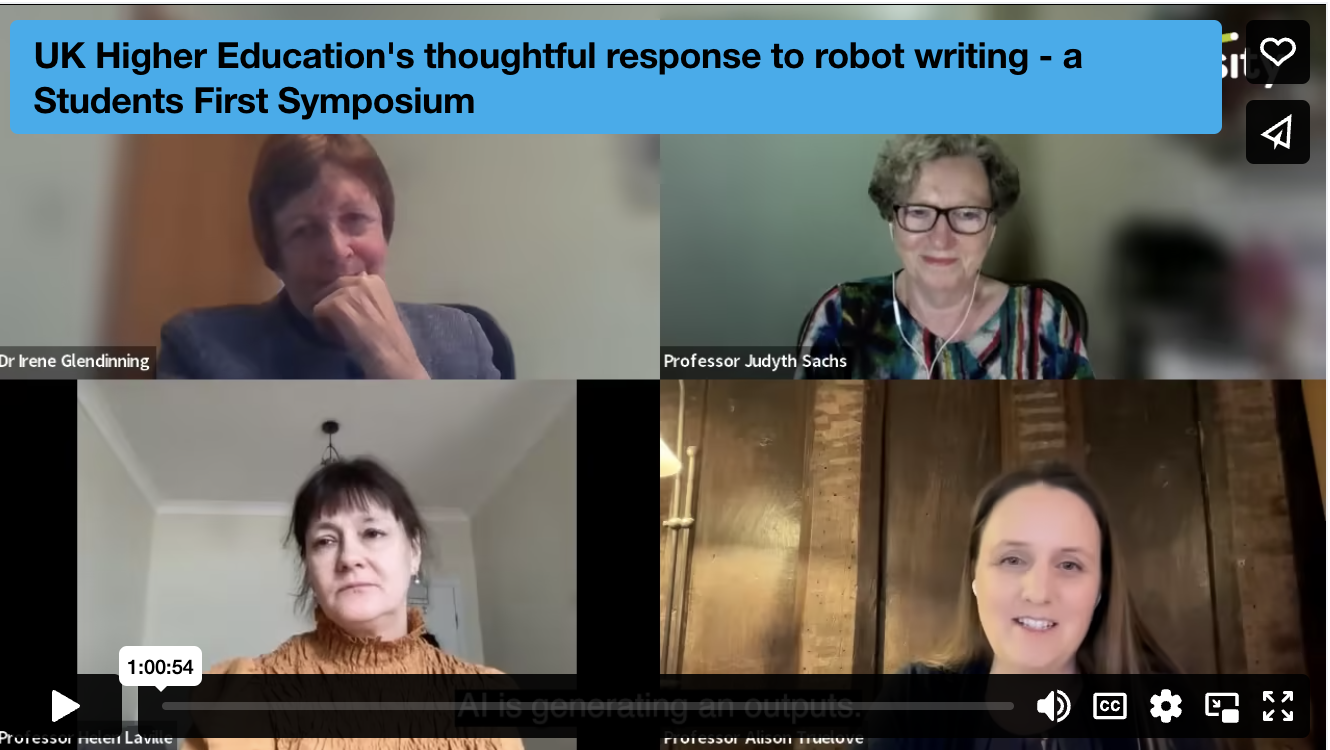 UK Higher Education's thoughtful response to robot writing - a panel discussion transcript