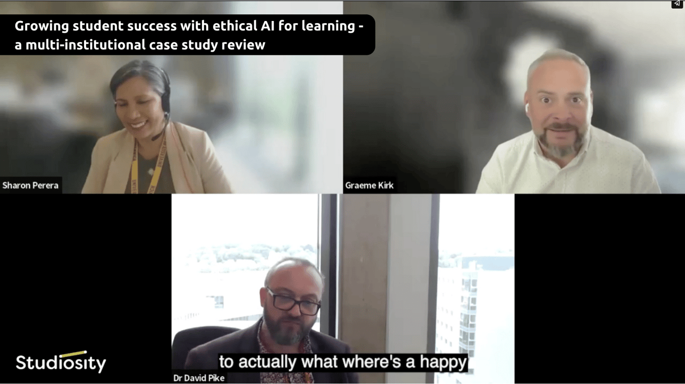 UK&nbsp;Growing student success with ethical AI for learning - a multi-institutional case study review&nbsp;transcript