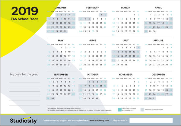 School terms and public  holiday  dates for TAS  in 2019  