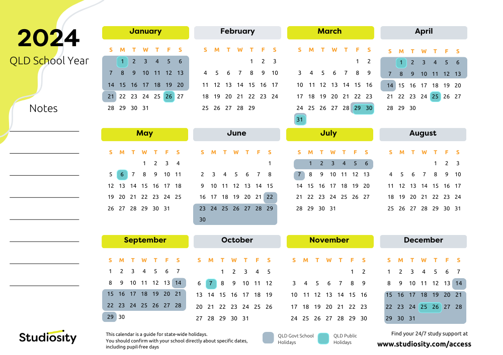 School terms and public holiday dates for QLD in 2024  Studiosity