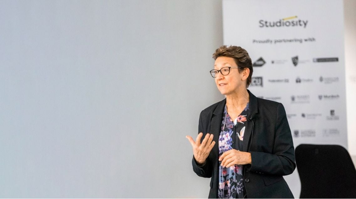 Prof Tracey Bretag speaking at a Studiosity Symposium on Academic Integrity 
