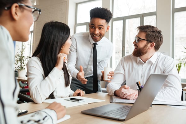 Young interns in the workplace