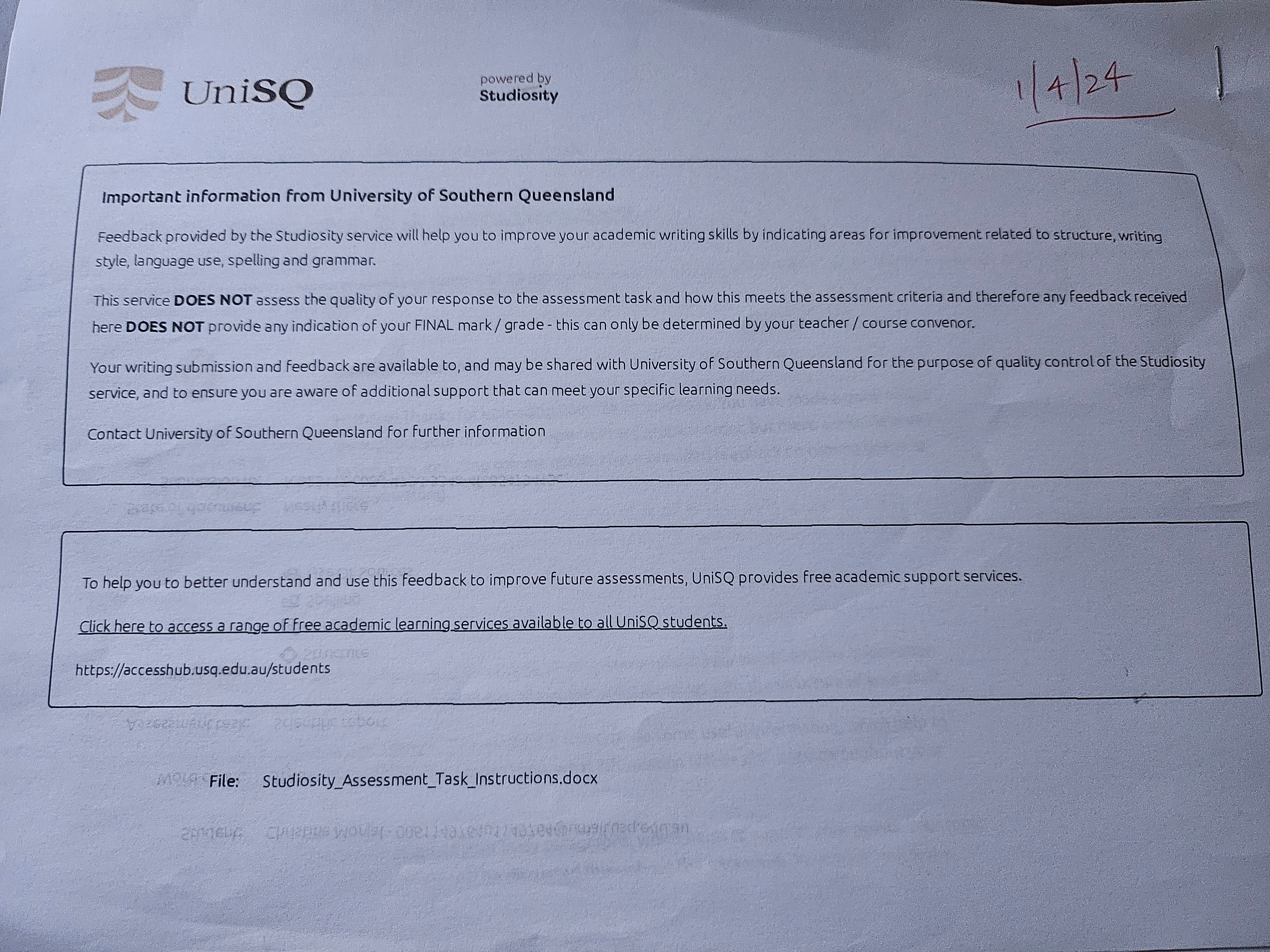 University cover sheet