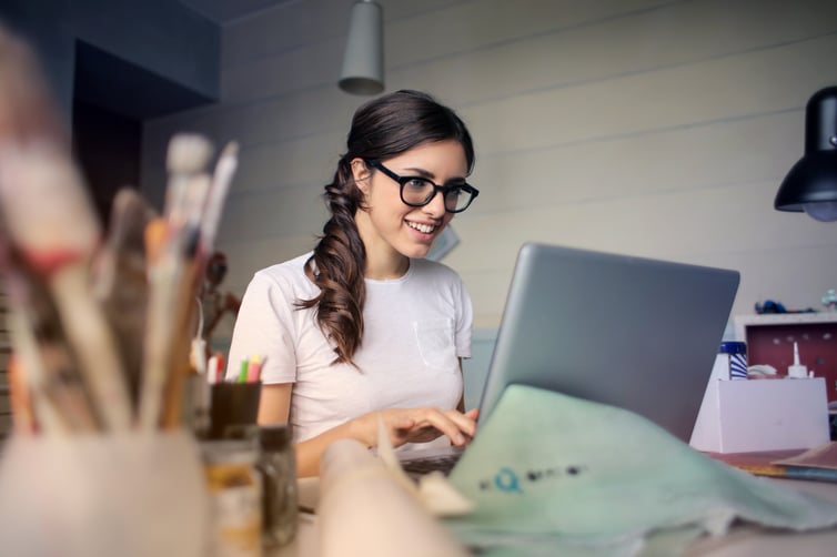 Woman at home working