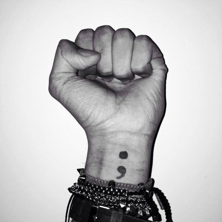 A semicolon represents a sentence that the author could have ended with a  period, but instead chose to contin… | Trendy tattoos, Wrist tattoos girls,  Wrist tattoos