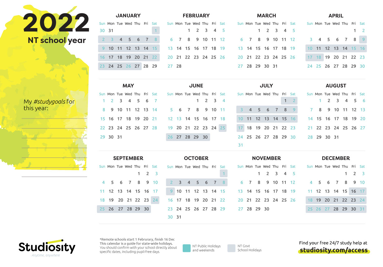 2023 Calendar For Northern Territory Schools School Terms And Public Holiday Dates For Nt In 2023 Studiosity